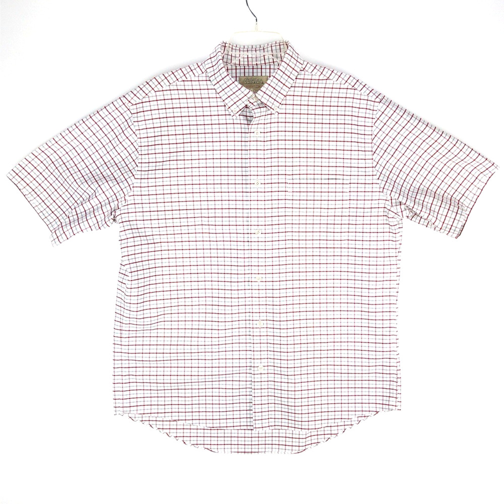 Cabela’s Men’s Large – Red Gray Tattersall Country Outdoor Short Sleeve Shirt